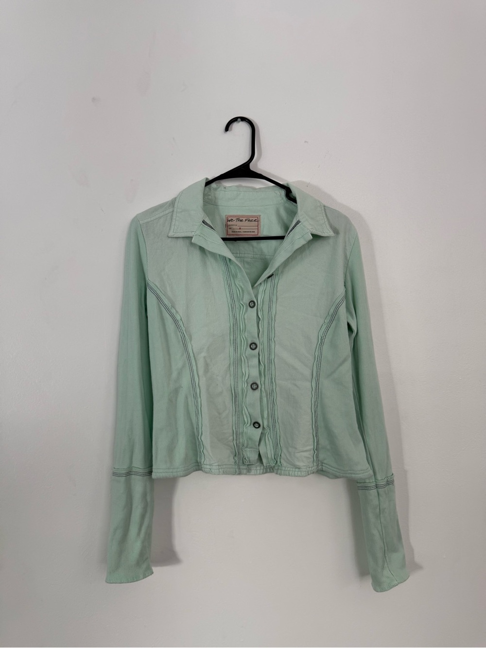We The Free Mint Green Button-Front Shirt